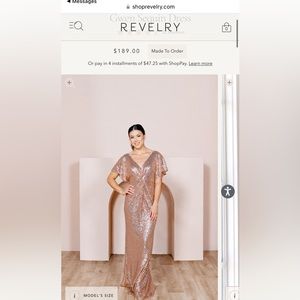 Revelry Gwen Sequin Rose Gold Bridesmaid Dress